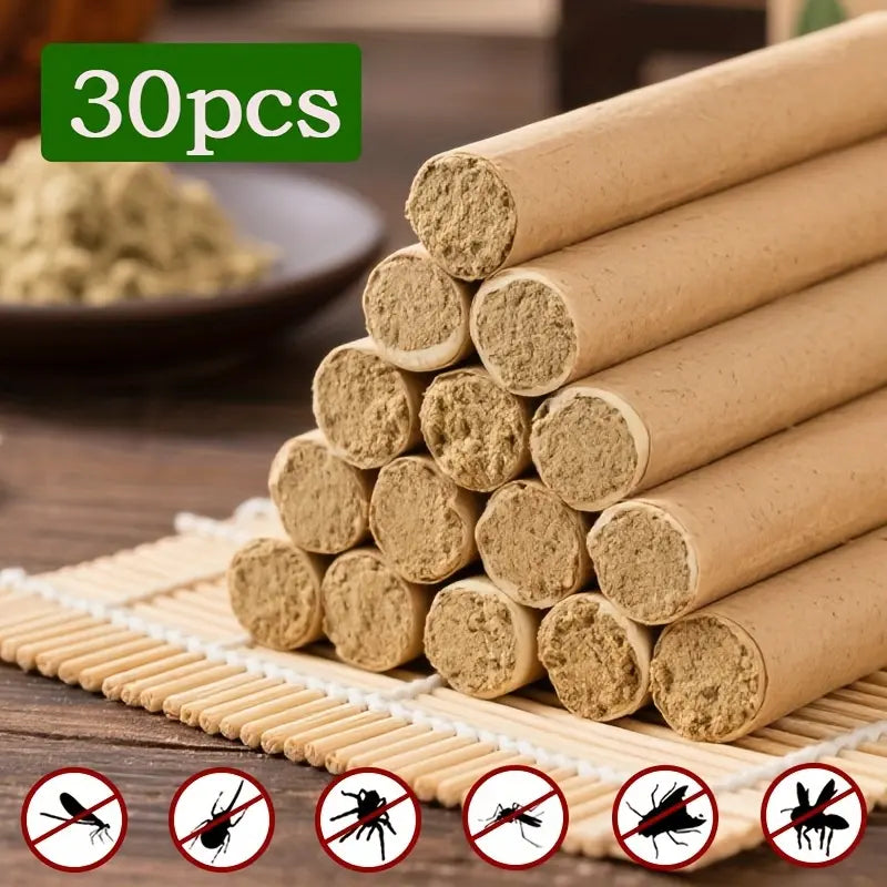 Natural Defense Organic Mugwort & Gastrodia Aromatherapy Sticks - 10/20/30 Pack Non-Toxic Mosquito Repellent and Sleep Aid