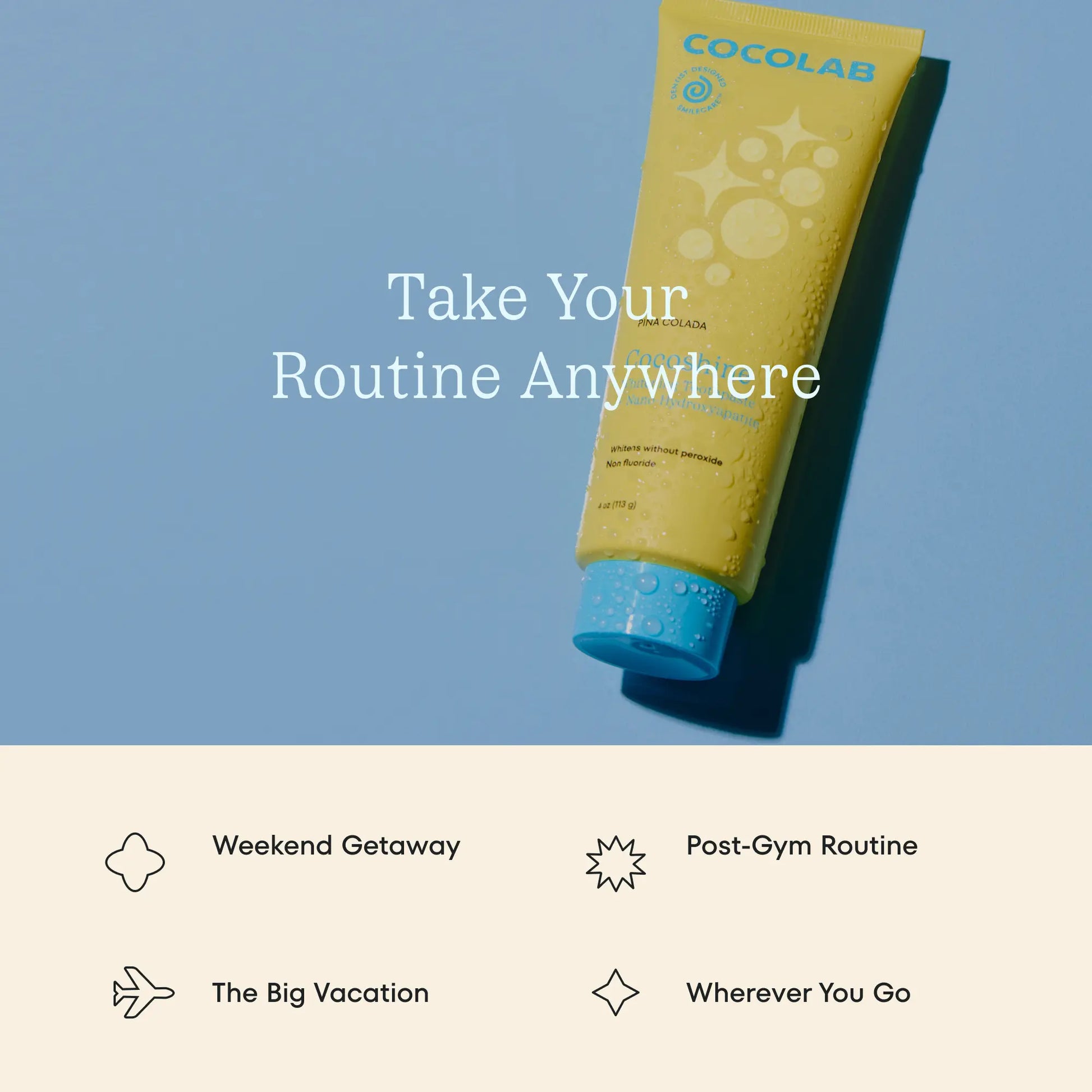 Cocolab Cocoshine Travel Toothpaste - 1 Oz, TSA-Friendly, Mineral-Enriched, Enamel Support, Dual-Action Whitening, Gentle Formula, Fluoride-Free and Sulfate-Free