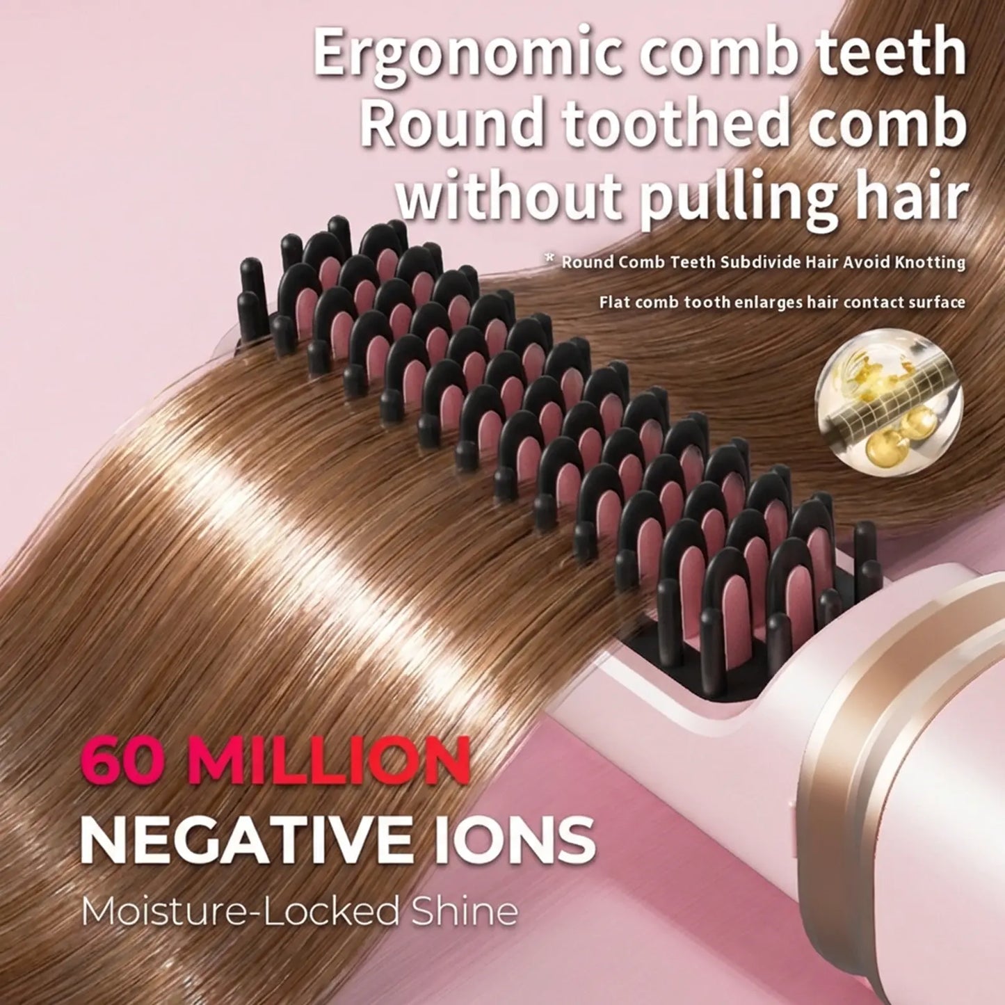 Cordless Hair Straightening Brush with Protective Cover - Portable Mini Negative Ion Hot Comb for Travel, Gym, and Car - USB Rechargeable Anti-Scald Hair Styler
