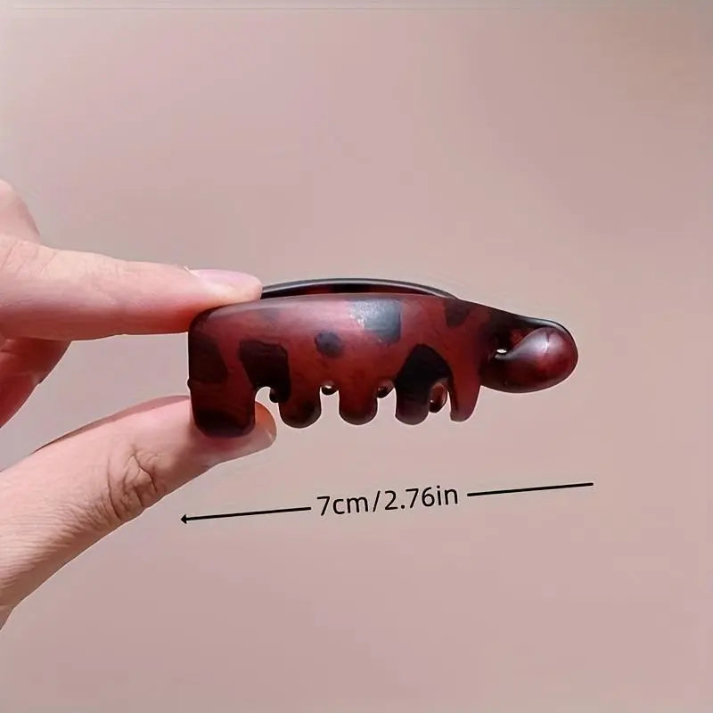 Women's Vintage Oval Leopard Print Non-Slip Hair Clips - Amber and Black Fashion Accessories for Secure Ponytails and Bun Hairstyles