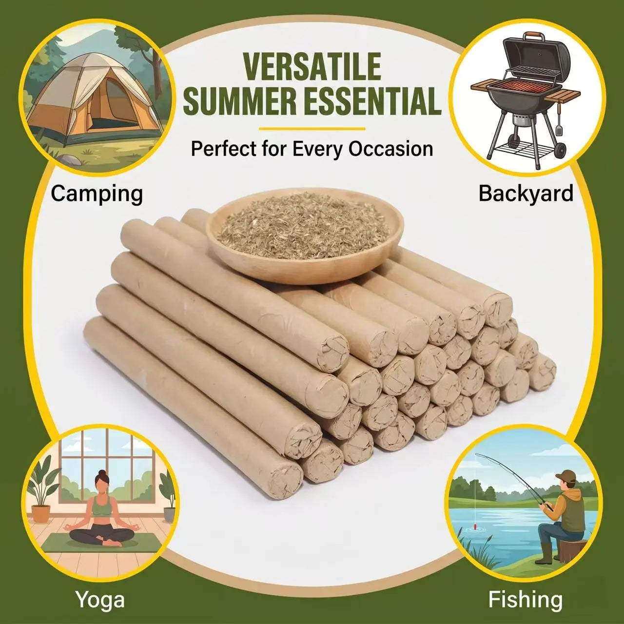 Natural Defense Organic Mugwort & Gastrodia Aromatherapy Sticks - 10/20/30 Pack Non-Toxic Mosquito Repellent and Sleep Aid