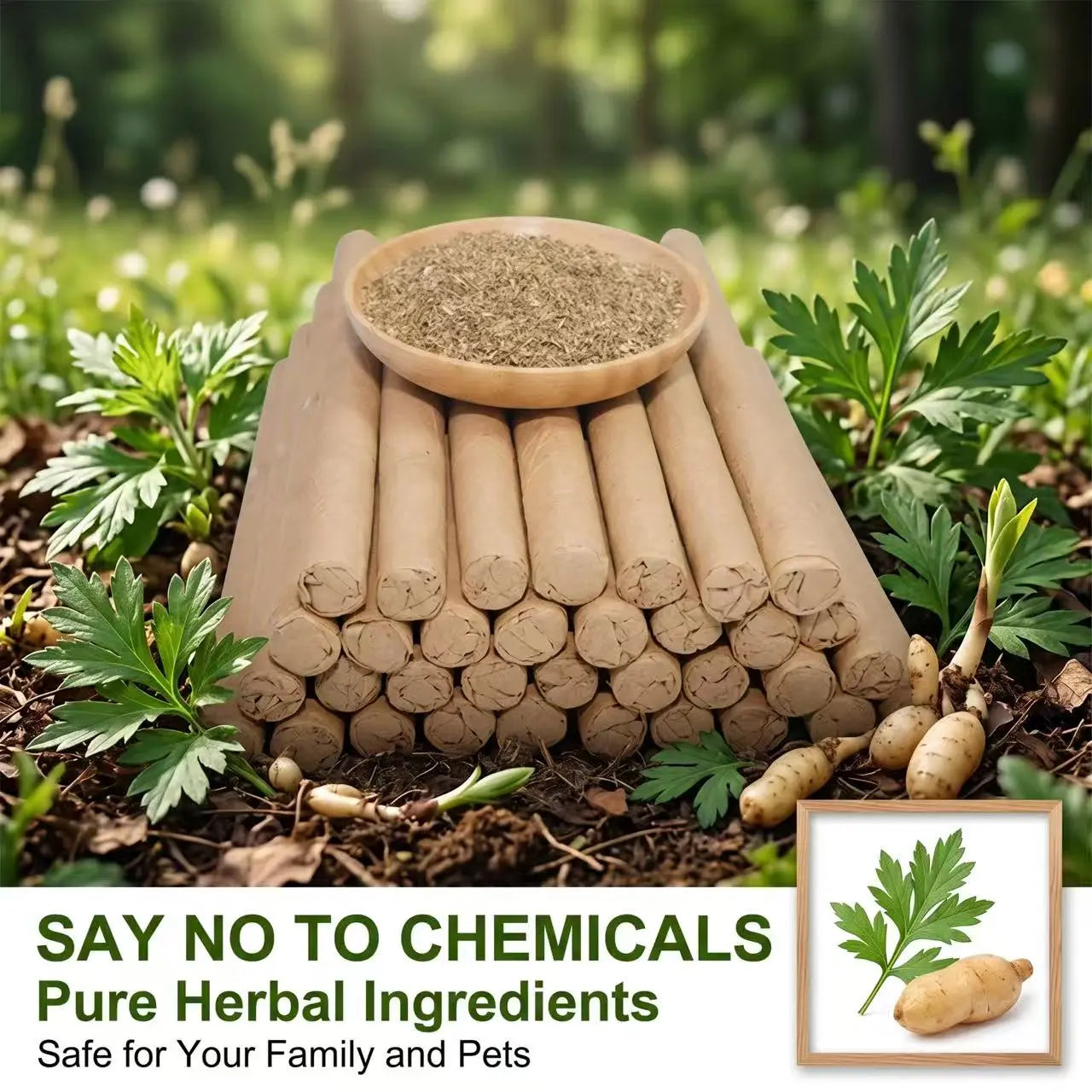 Natural Defense Organic Mugwort & Gastrodia Aromatherapy Sticks - 10/20/30 Pack Non-Toxic Mosquito Repellent and Sleep Aid