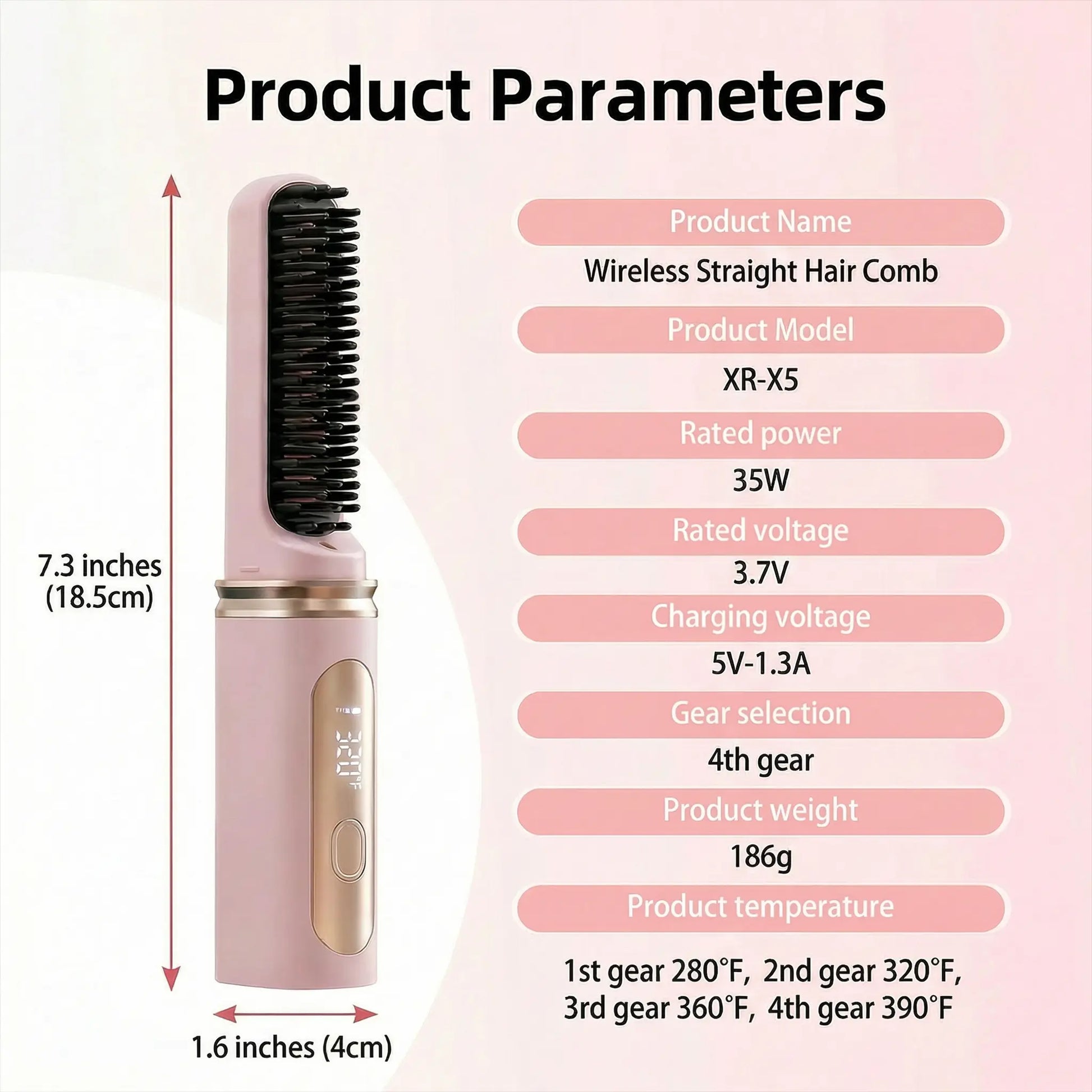 Cordless Hair Straightening Brush with Protective Cover - Portable Mini Negative Ion Hot Comb for Travel, Gym, and Car - USB Rechargeable Anti-Scald Hair Styler